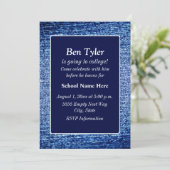 Blue Denim - "Aus in die Uni" einladen Einladung (Stehend Vorderseite)