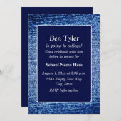 Blue Denim - "Aus in die Uni" einladen Einladung (Vorne/Hinten)