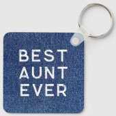 Blue Denim Best Aunt Ever Foto Schlüsselanhänger (Rückseite)