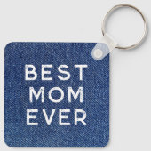 Blue Denim Best Mama je Foto Schlüsselanhänger (Rückseite)