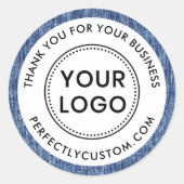 Blue denim border business vielen Dank Runder Aufkleber (Vorderseite)