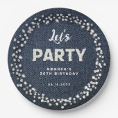 Blue Denim Diamonds Glitzer Kristall Let's Party Pappteller (Vorderseite)