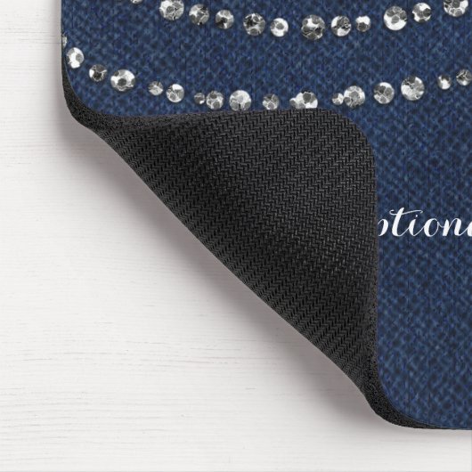Blue Denim & Diamonds Imitate Sparkle Bling Chic Mousepad (Ecke)