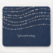 Blue Denim & Diamonds Imitate Sparkle Bling Chic Mousepad (Vorne)