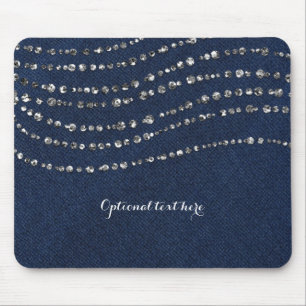 Blue Denim & Diamonds Imitate Sparkle Bling Chic Mousepad