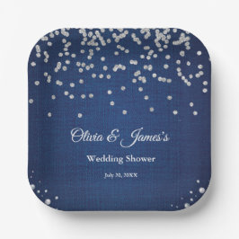 Blue Denim Diamonds Pearls Couple's Polterabend Pappteller