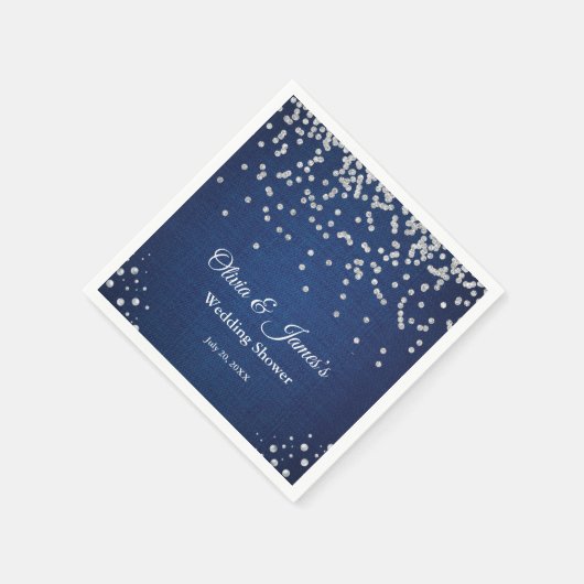 Blue Denim Diamonds Pearls Couple's Polterabend Serviette (Ecke)