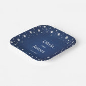 Blue Denim Diamonds Pearls Wedding Couple Dusche Pappteller (Gewinkelt)