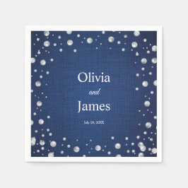 Blue Denim Diamonds Pearls Wedding Couple Dusche Serviette