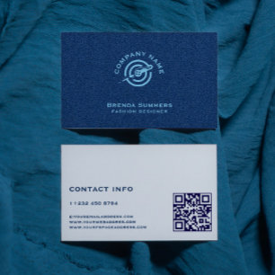 Blue Denim Fabric Texture QR Code Visitenkarte