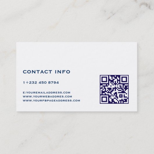 Blue Denim Fabric Texture QR Code Visitenkarte (Rückseite)