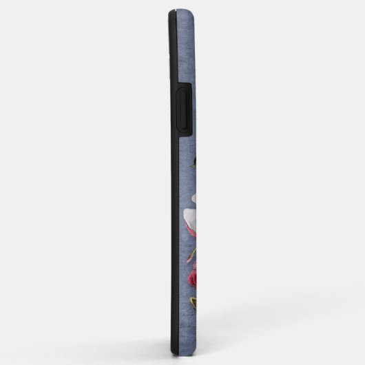 Blue Denim Floral Mit Monogramm Case-Mate iPhone Hülle (Hinten/Rechts)