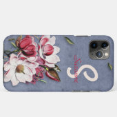 Blue Denim Floral Mit Monogramm Case-Mate iPhone Hülle (Rückseite (Horizontal))