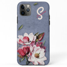 Blue Denim Floral Mit Monogramm