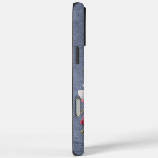 Blue Denim Floral Monogrammed Case-Mate iPhone Hülle (Rückseite / Rechts)