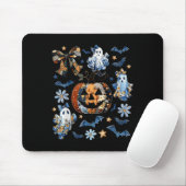 Blue Denim Floral Patchwork Pumpkin Ghost Coquette Mousepad (Mit Mouse)