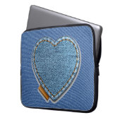 Blue Denim Heart Laptopschutzhülle (Vorderseite Links)