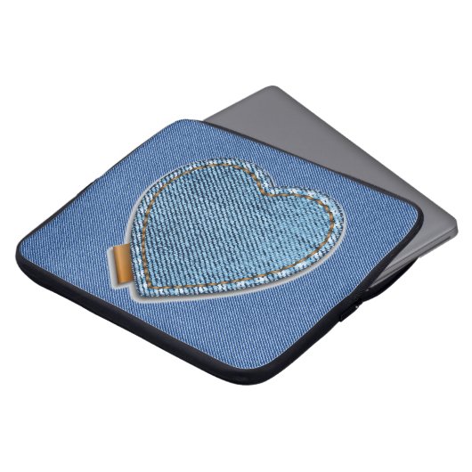 Blue Denim Heart Laptopschutzhülle (Vorne Oben)