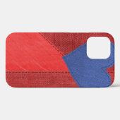 Blue Denim Heart on Red Case-Mate iPhone Case (Rückseite (Horizontal))
