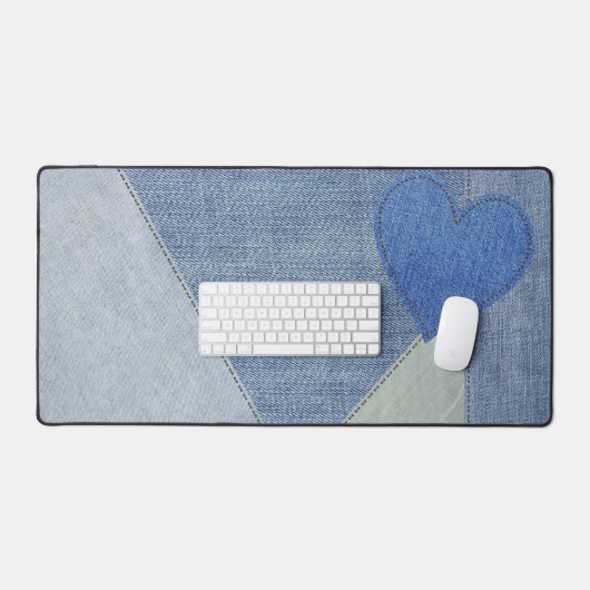 Blue Denim Heart Schreibtischunterlage (Tastatur & Maus)