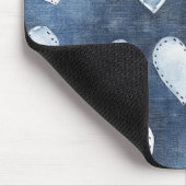 Blue Denim Hearts Mousepad (Ecke)