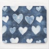 Blue Denim Hearts Mousepad (Vorne)