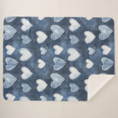 Blue Denim Hearts Sherpadecke (Vorderseite (Horizontal))