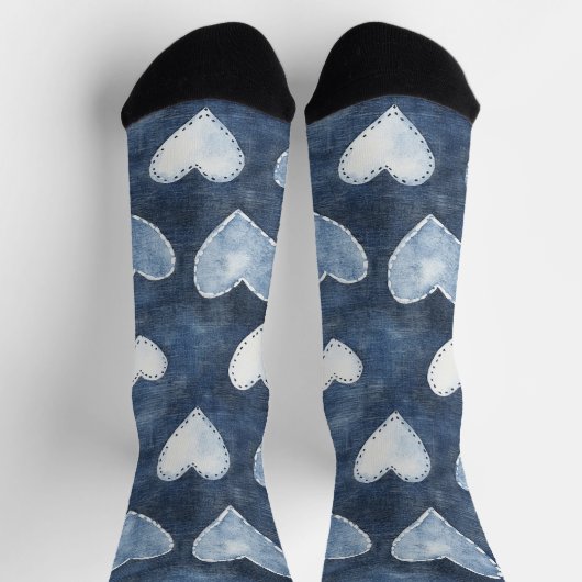 Blue Denim Hearts Socken (Oben)