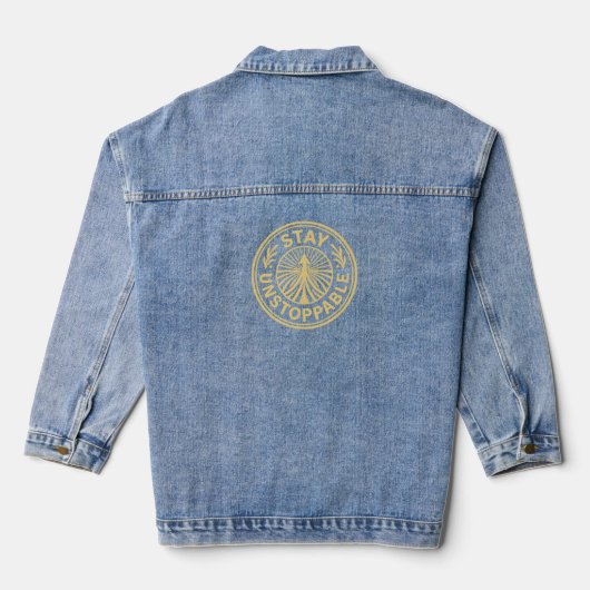 Blue Denim Jacket Circular Golden Artwork Jacket Jeansjacke (Rückseite)