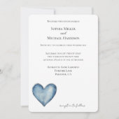 Blue Denim Jean Heart Wedding Einladung (Vorderseite)