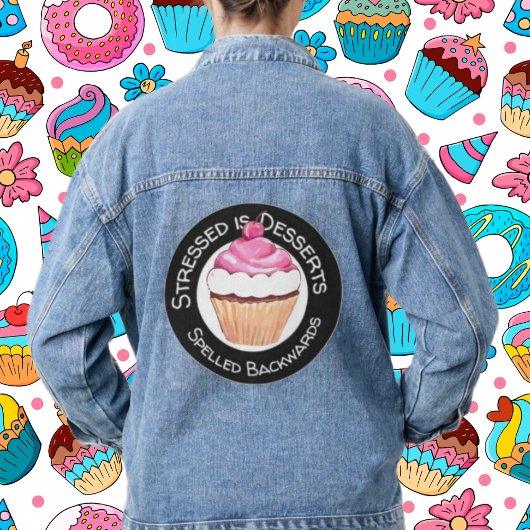 Blue Denim Jean Jacket Funny Desserts Zitat Jeansjacke