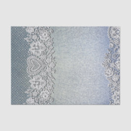 Blue Denim Jean & White Heart Lace Brautparty Seidenpapier