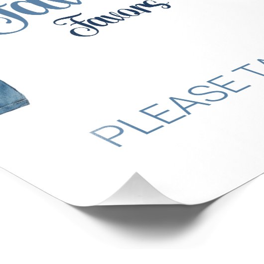 Blue Denim Jeans Boy Baby Dusche Gefallen Zeichen Fotodruck (Ecke)