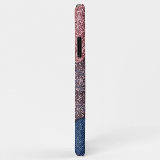 Blue Denim Jeans Rose Gold Pink Glitzer Muster Case-Mate iPhone Hülle (Hinten/Rechts)