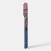 Blue Denim Jeans Rose Gold Pink Glitzer Muster iPhone Hülle (Linke Seite)