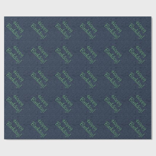 Blue Denim Look Linen Wrapping Paper Geschenkpapier (Flach)