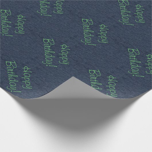 Blue Denim Look Linen Wrapping Paper Geschenkpapier (Ecke)