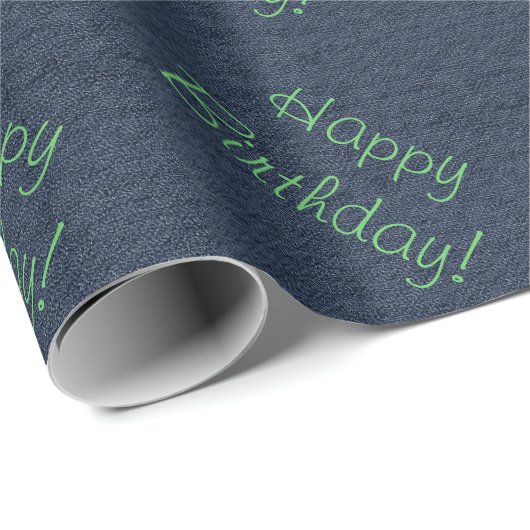 Blue Denim Look Linen Wrapping Paper Geschenkpapier (Rolleneckpunkt)