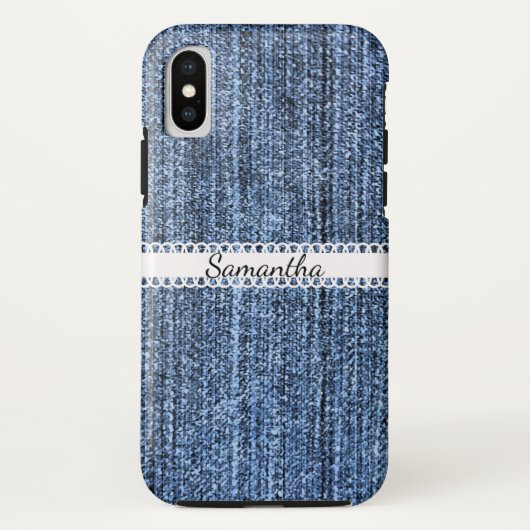 Blue Denim Look mit Ribbon iPhone X Fall Case-Mate iPhone Hülle (Rückseite)