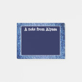 Blue Denim Look Personalisiert Post It Post-it Klebezettel (Vorderseite)