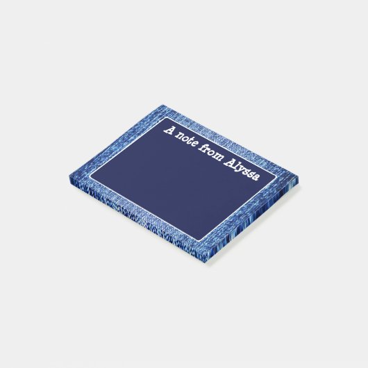 Blue Denim Look Personalisiert Post It Post-it Klebezettel (angewinkelt)