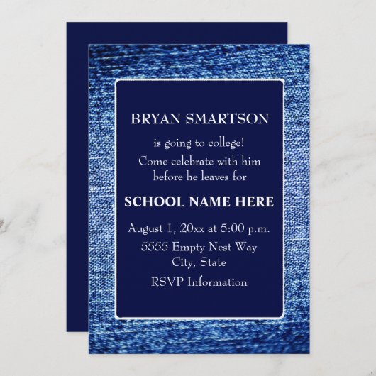 Blue Denim - Look Trunk Party Einladung (Vorne/Hinten)