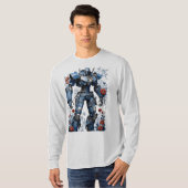 Blue Denim Mech Robot mit Rote Rosen T-Shirt (Vorne ganz)