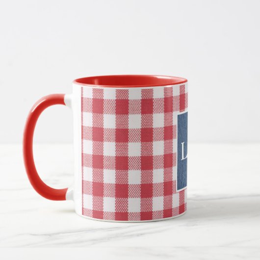 Blue Denim Monogram 11oz Combo, Red & White Karo Tasse (Links)