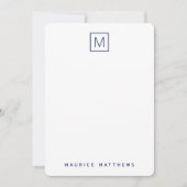 Blue denim monogramm Anfangsname flach Mitteilungskarte (Vorderseite)