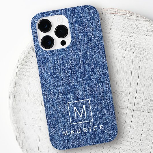 Blue Denim Monogramm initialer individuelle Name Case-Mate iPhone Hülle