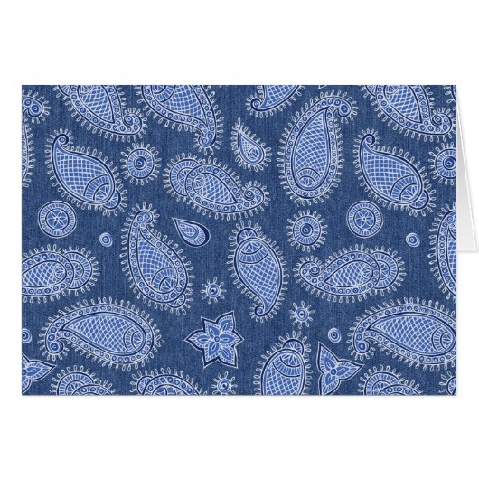 Blue Denim Paisley Blank Note Card (Vorderseite (Horizontal))