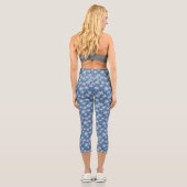 Blue Denim Palm Fronds Slimming Capri Leggings (Rückseite)