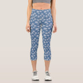 Blue Denim Palm Fronds Slimming Capri Leggings (Vorderseite)