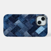 Blue Denim Patch iPhone 15 Hülle (Rückseite (Horizontal))